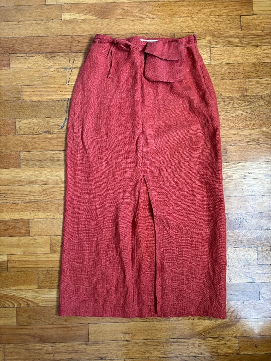 Paloma Wool Dresses & Skirts - Paloma Wool Linen Midi Skirt | Burnt Orange | XS 36 | Pocket Belt